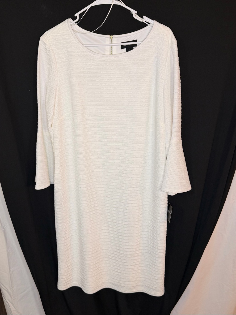 Liz Claiborne Ivory Textured Shift Midi Dress